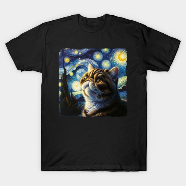 Exotic Shorthair Starry Night Inspired - Artistic Cat T-Shirt by starry_night